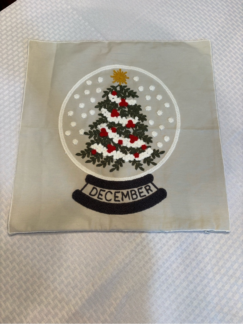 December Globe Decorative Throw Pillow Cover - 18”x18” decorative stitching